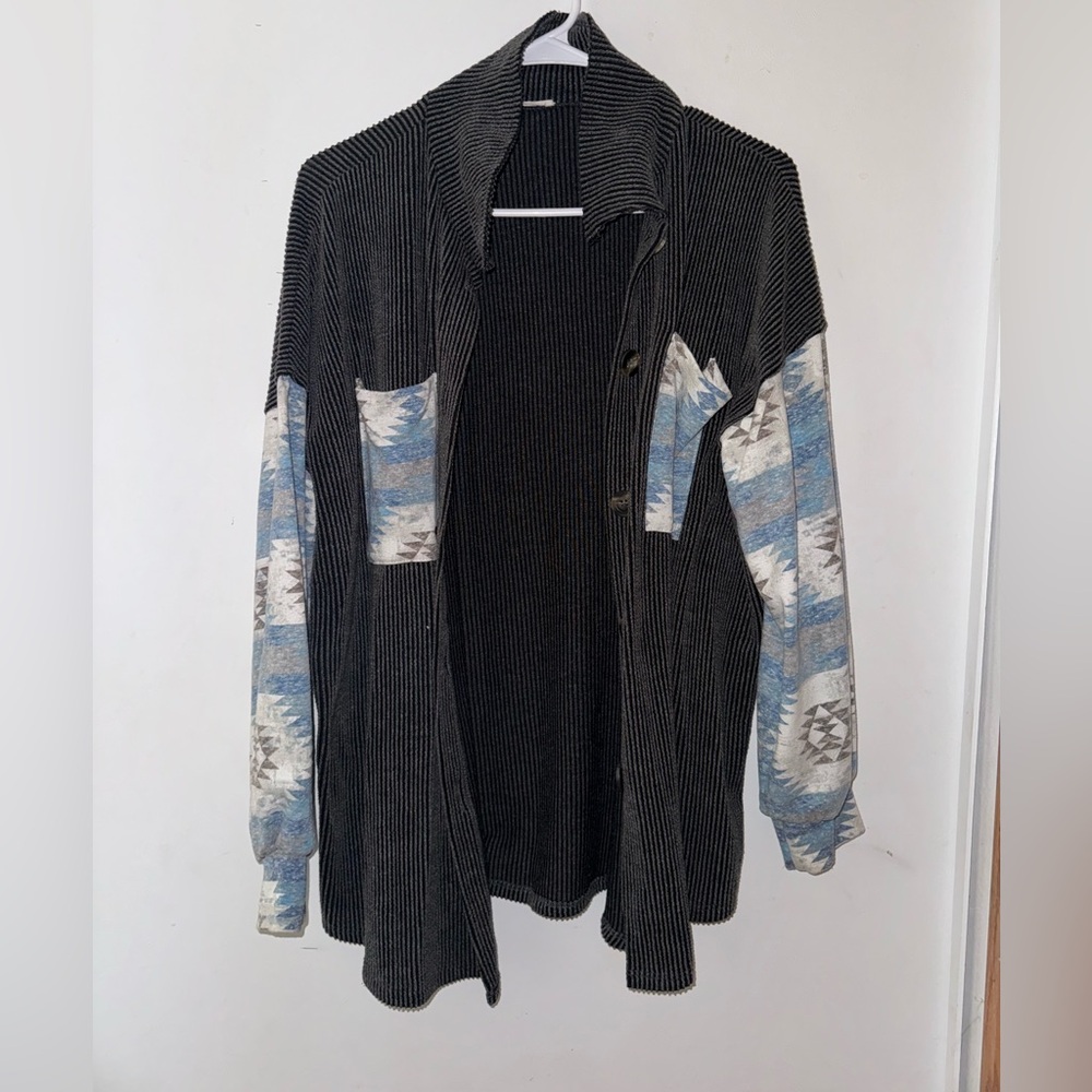 Aztec Gray Ribbed Sweater